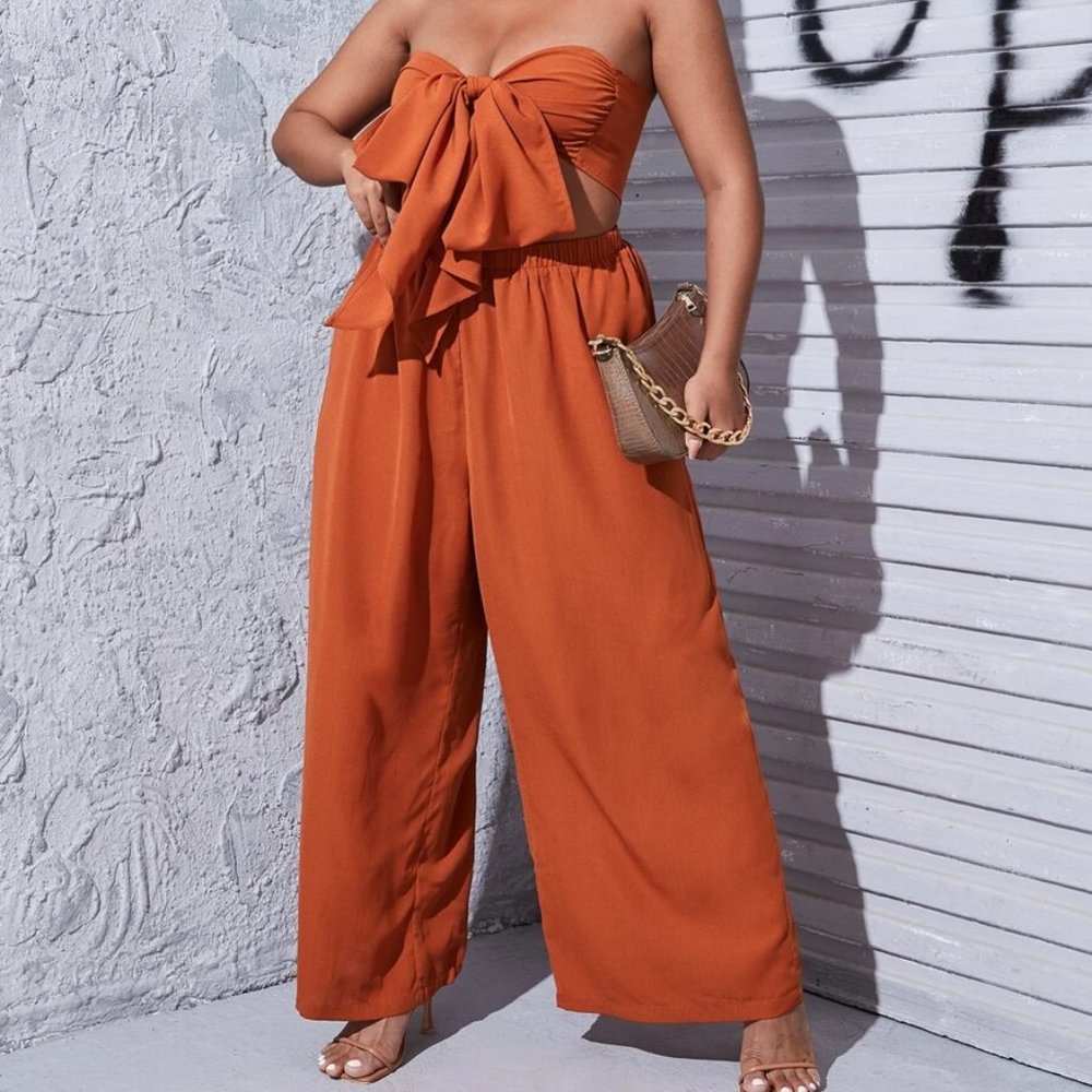 Burnt Orange Resort Strapless Adjustable Coordinating Outfit- 1X (14)